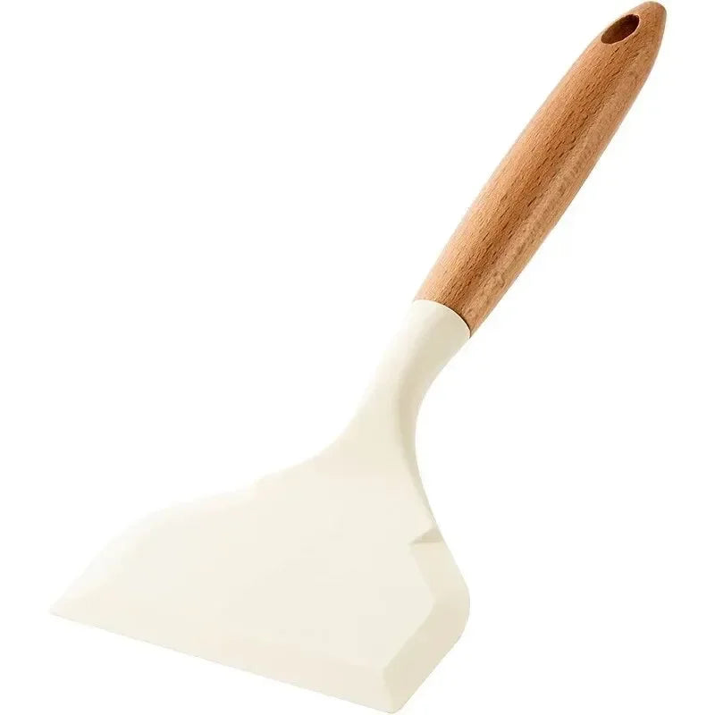 Non-Stick Silicone Spatula with Wooden Handle – Wide Kitchen Scraper for Eggs, Meat, Pizza & More | Heat-Resistant Cooking Utensil
