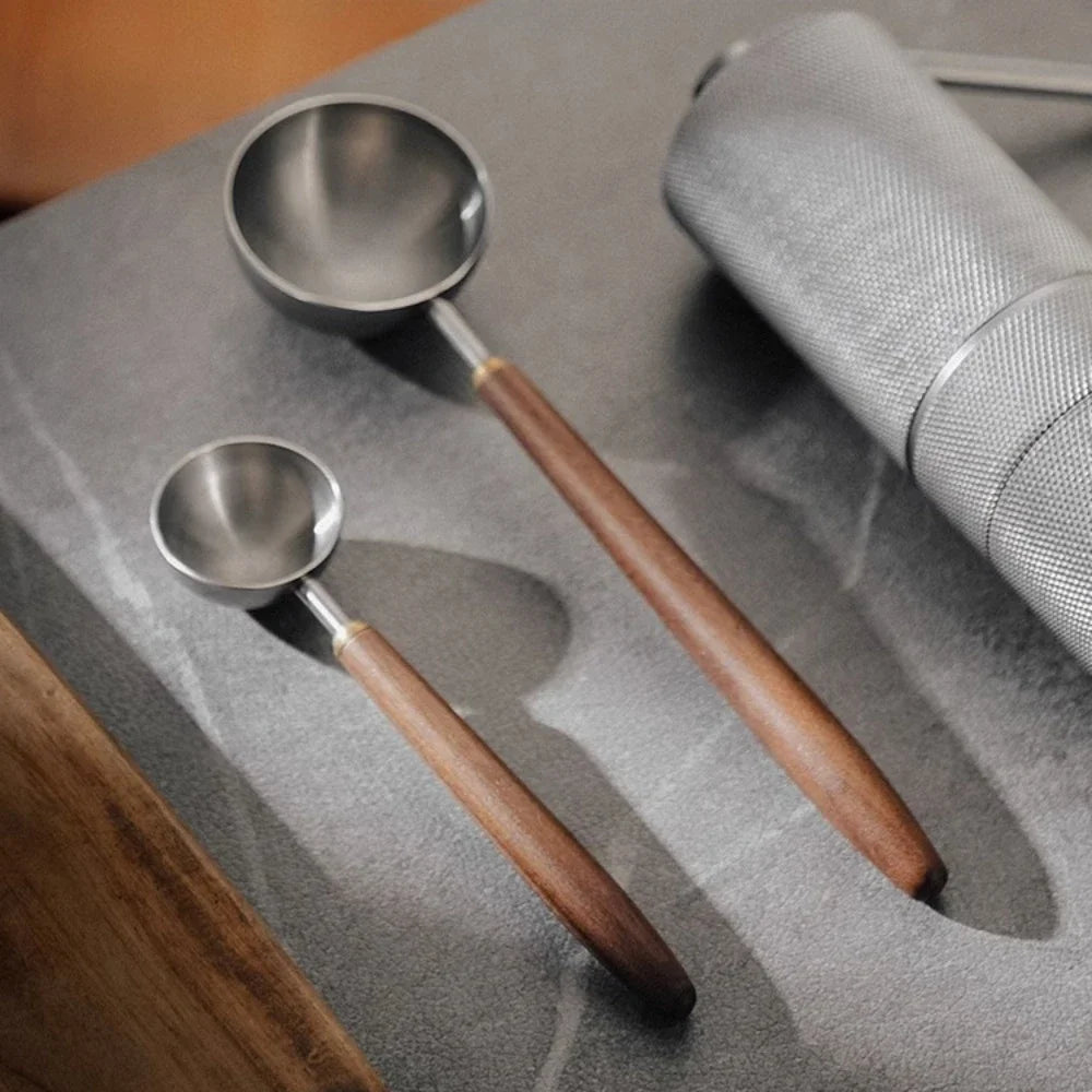Stainless Steel Coffee Scoop with Walnut Wood Handle – Stylish & Precise Tablespoon for Coffee, Tea & Baking