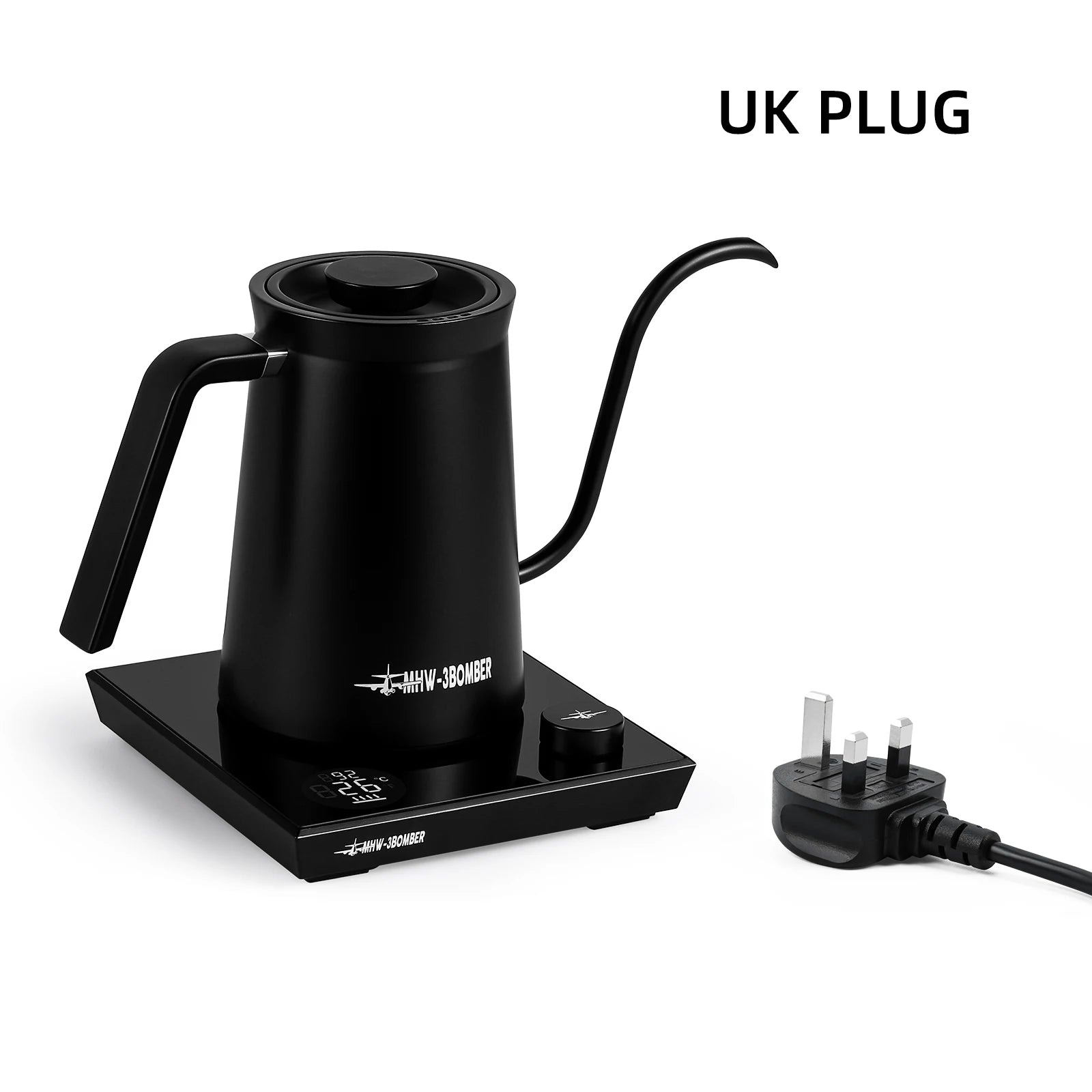 MHW-3BOMBER Smart Electric Gooseneck Kettle – Precise Temperature Control (40–95°C) for Pour Over Coffee | 600ml Barista Kettle