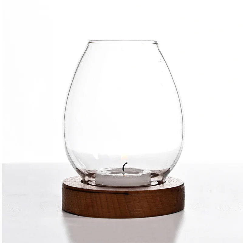 Romantic Glass Tealight Candle Holder – Vintage Oil Lamp Style for Wedding, Dinner, or Home Decor