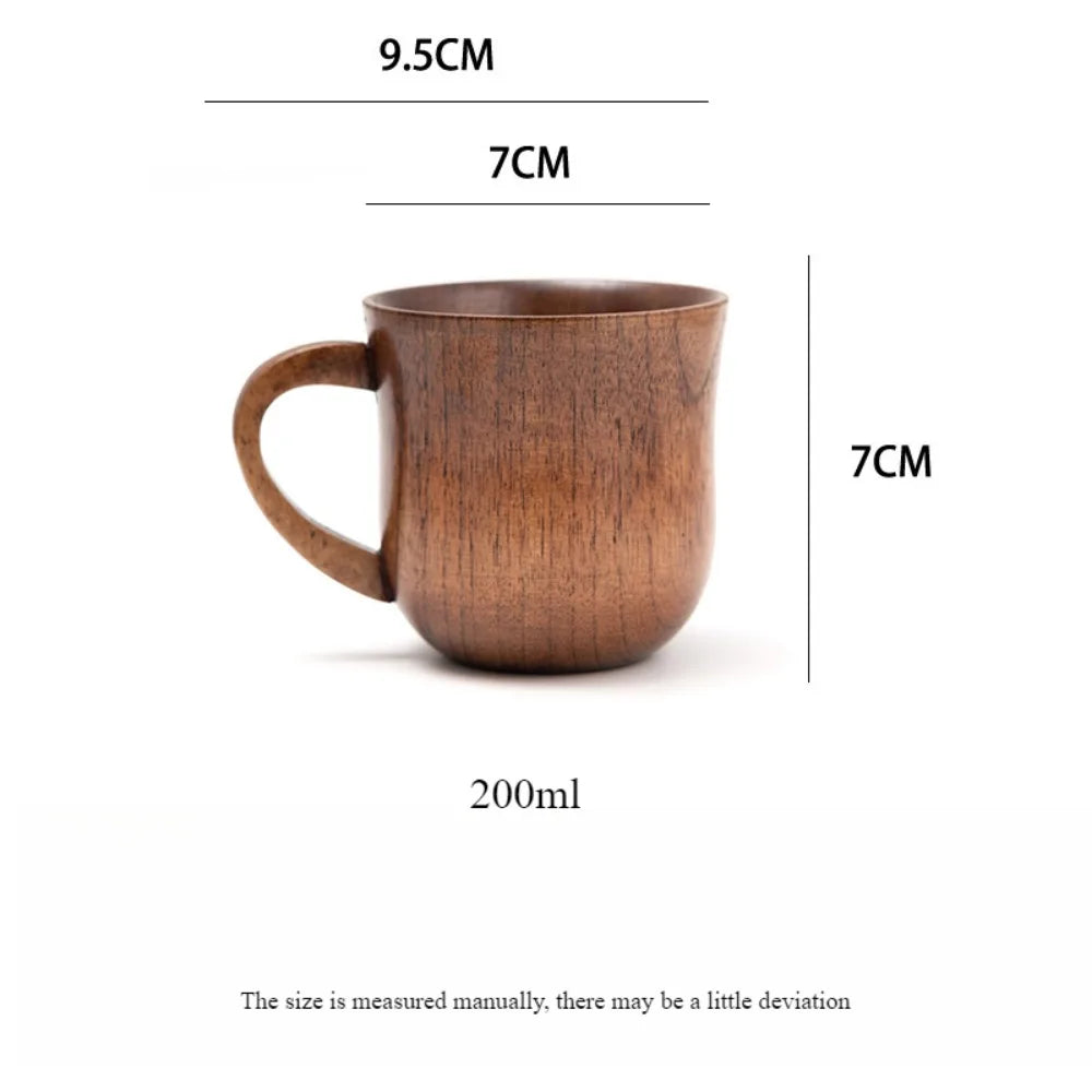Natural Wooden Cups – 200ML Solid Wood Drinkware for Coffee, Tea, Milk & More | Eco-Friendly Rustic Mugs