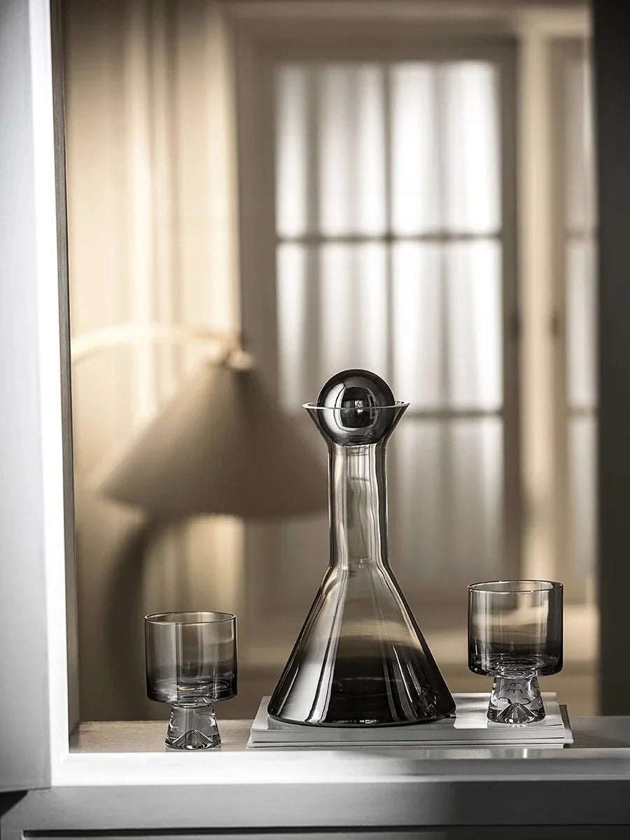 Nordic Light Luxury Glass Decanter Set – Elegant Pitcher & Cups with Tray | Modern Ombre Drinkware for Wine, Water & Cocktails