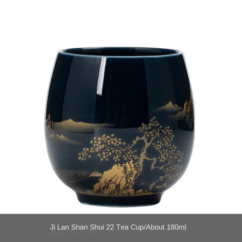 Japanese-Style Black Glaze Ceramic Master Tea Cup  180ml – Minimalist Large Tea Bowl for Perfect Brewing