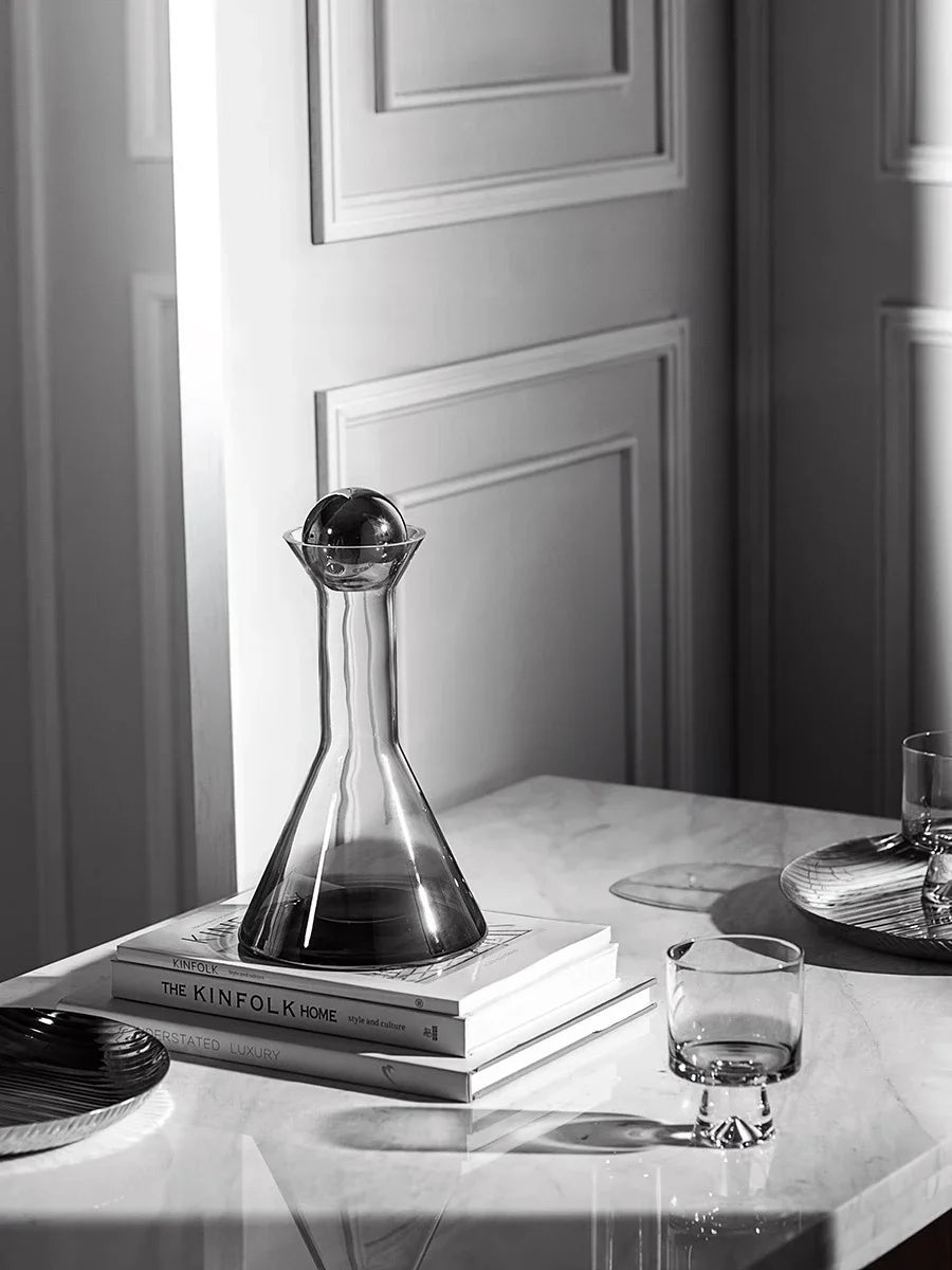 Nordic Light Luxury Glass Decanter Set – Elegant Pitcher & Cups with Tray | Modern Ombre Drinkware for Wine, Water & Cocktails