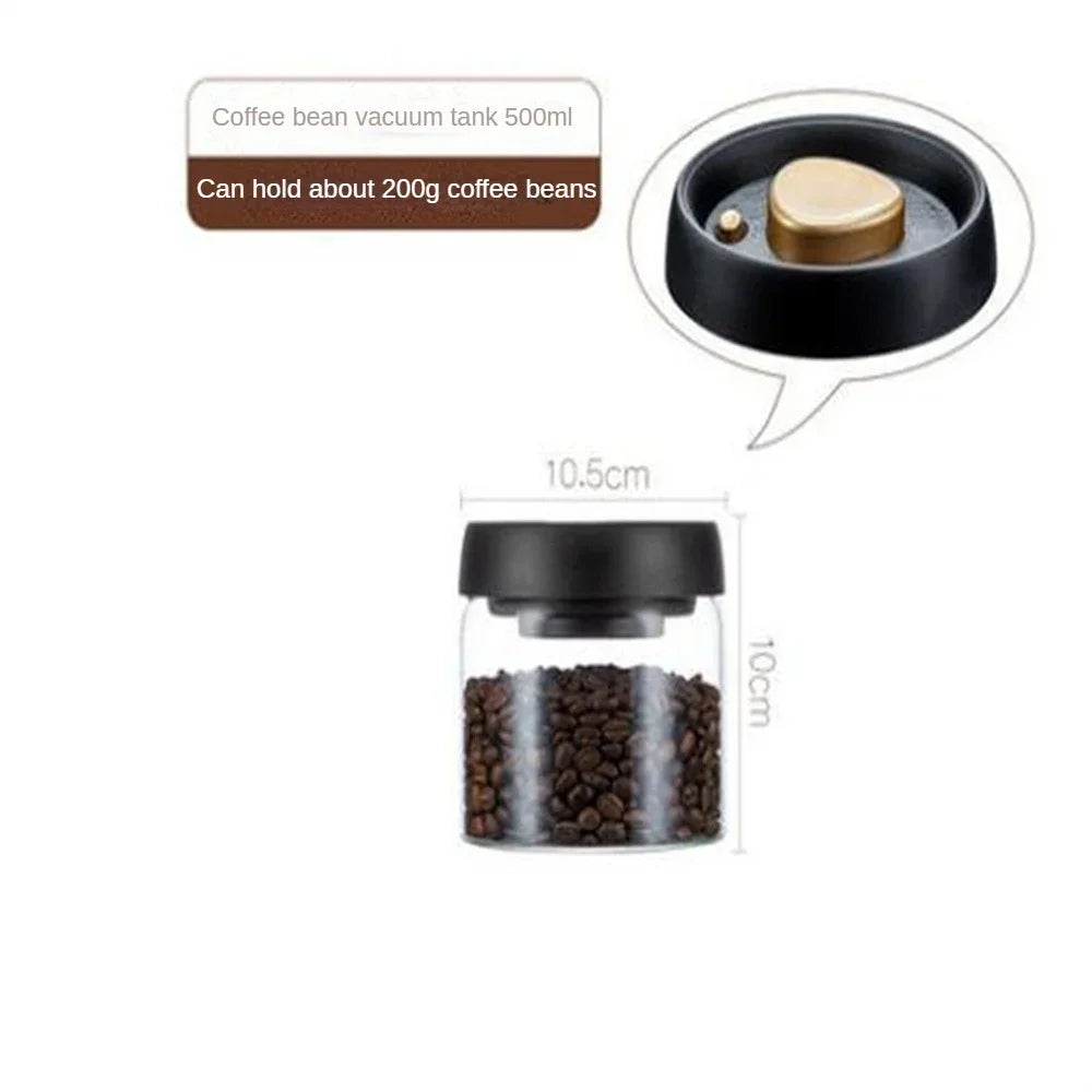 Airtight Vacuum-Sealed Glass Coffee Bean Storage Jar – Freshness Preserving Food Container with Silicone Seal