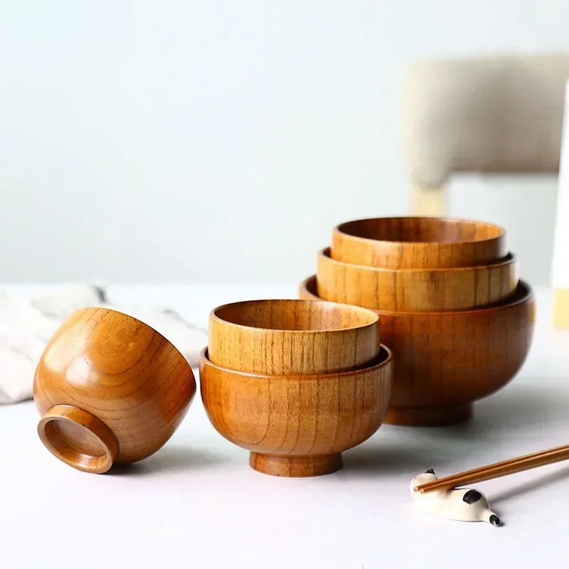 Natural Wooden Soup & Salad Bowl – Eco-Friendly, Child-Friendly Tableware for Kitchen & Dining | Rustic Food Container
