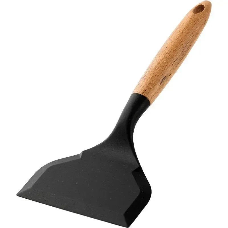 Non-Stick Silicone Spatula with Wooden Handle – Wide Kitchen Scraper for Eggs, Meat, Pizza & More | Heat-Resistant Cooking Utensil