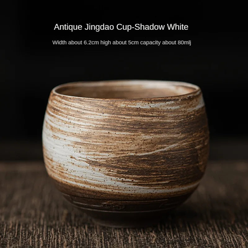 Japanese-Style Handmade Stoneware Tea Cup – Ancient Kung Fu Tea Ceremony Single Cup | Rustic Ceramic Teacup for Mindful Moments