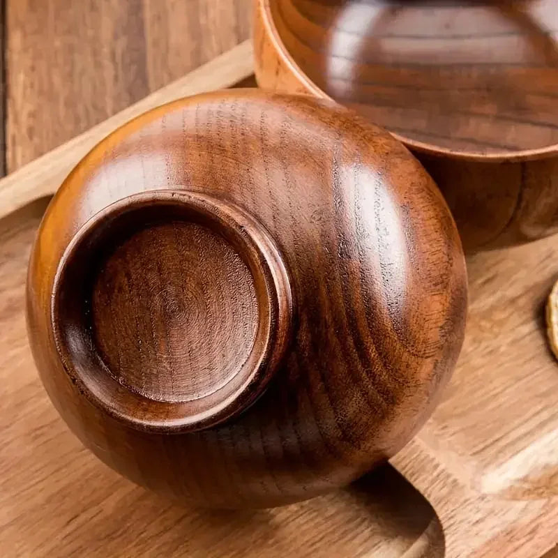 Natural Wooden Soup & Salad Bowl – Eco-Friendly, Child-Friendly Tableware for Kitchen & Dining | Rustic Food Container