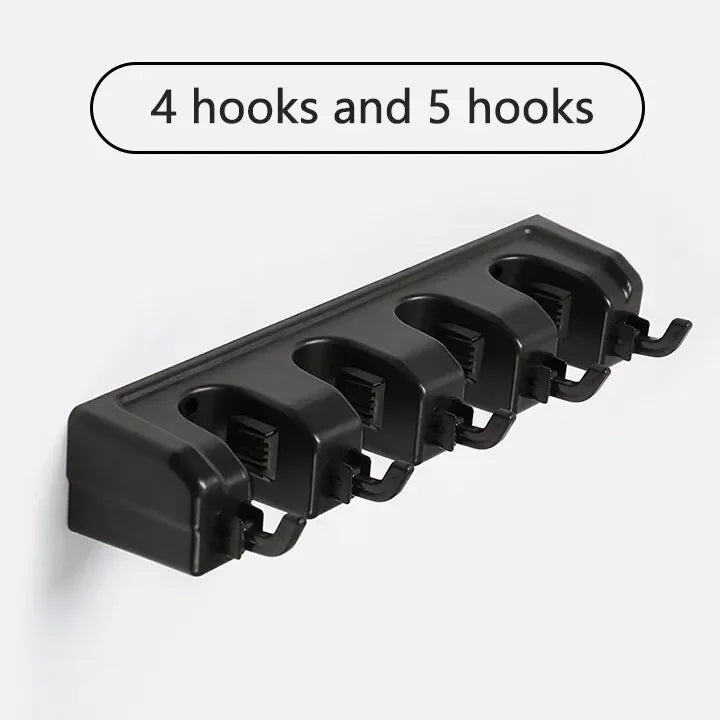 Wall-Mounted Mop & Broom Holder – Heavy-Duty 3/4/5 Position Organizer Rack for Kitchen, Garage & Home Storage