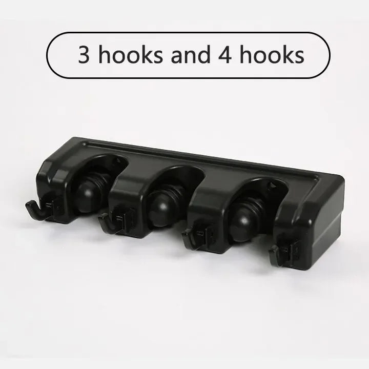 Wall-Mounted Mop & Broom Holder – Heavy-Duty 3/4/5 Position Organizer Rack for Kitchen, Garage & Home Storage