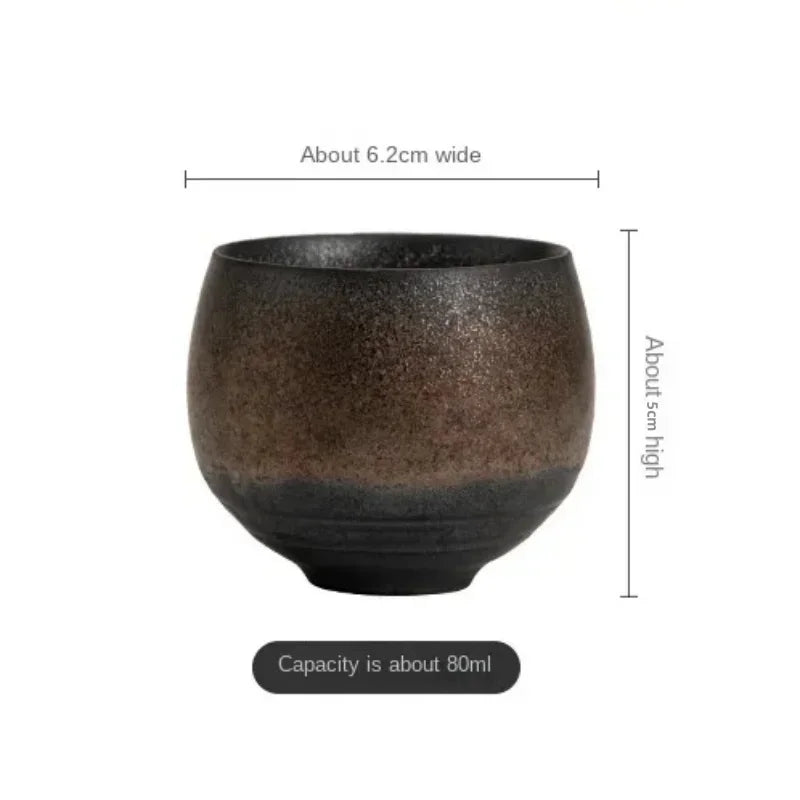 Japanese-Style Handmade Stoneware Tea Cup – Ancient Kung Fu Tea Ceremony Single Cup | Rustic Ceramic Teacup for Mindful Moments