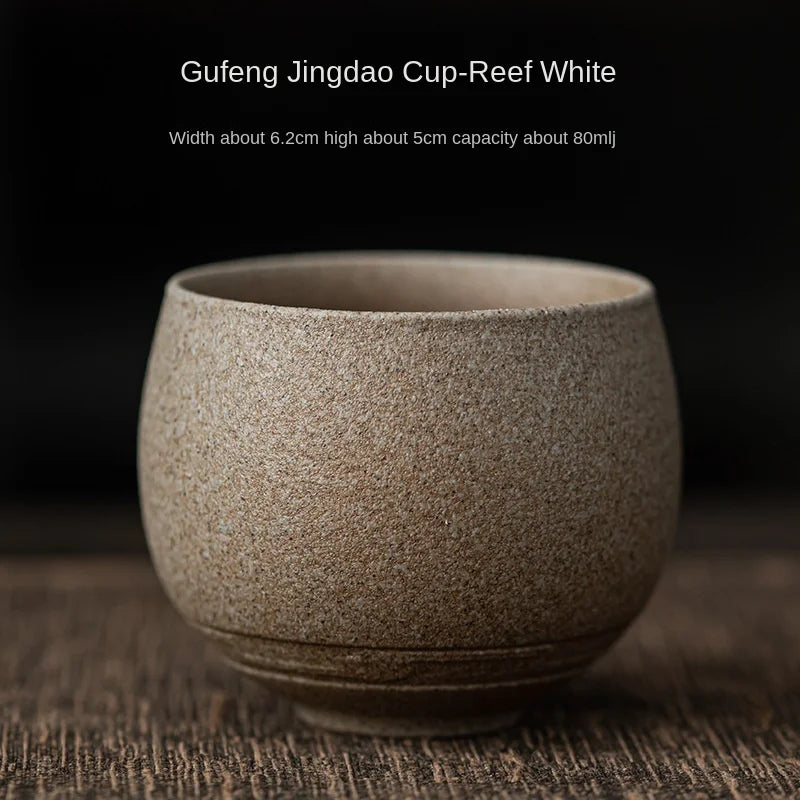 Japanese-Style Handmade Stoneware Tea Cup – Ancient Kung Fu Tea Ceremony Single Cup | Rustic Ceramic Teacup for Mindful Moments