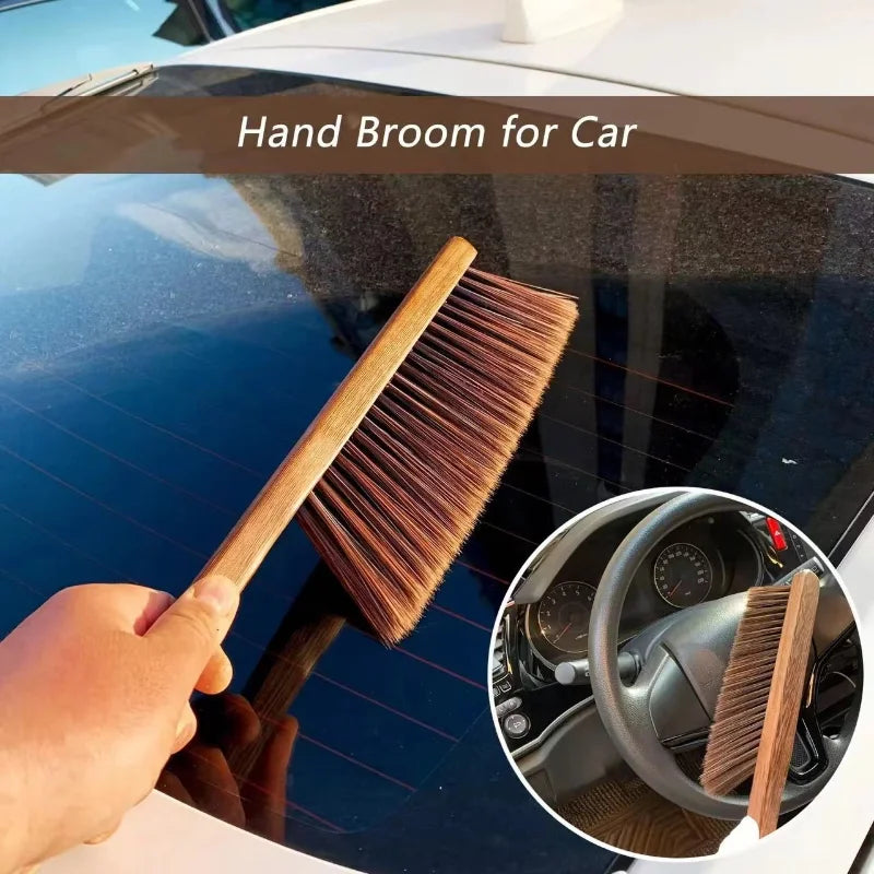 Natural Wood Bristle Anti-Static Cleaning Brush – Desktop, Coffee Grinder, Lint & Pet Hair Remover | Eco-Friendly Hand Brush