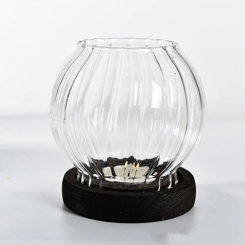 Romantic Glass Tealight Candle Holder – Vintage Oil Lamp Style for Wedding, Dinner, or Home Decor