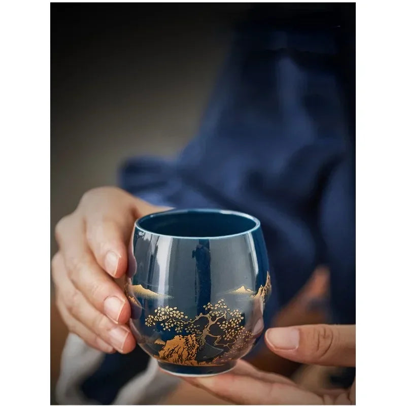 Japanese-Style Black Glaze Ceramic Master Tea Cup  180ml – Minimalist Large Tea Bowl for Perfect Brewing