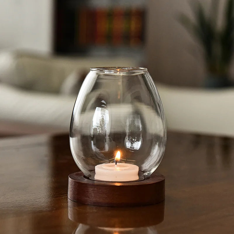 Romantic Glass Tealight Candle Holder – Vintage Oil Lamp Style for Wedding, Dinner, or Home Decor