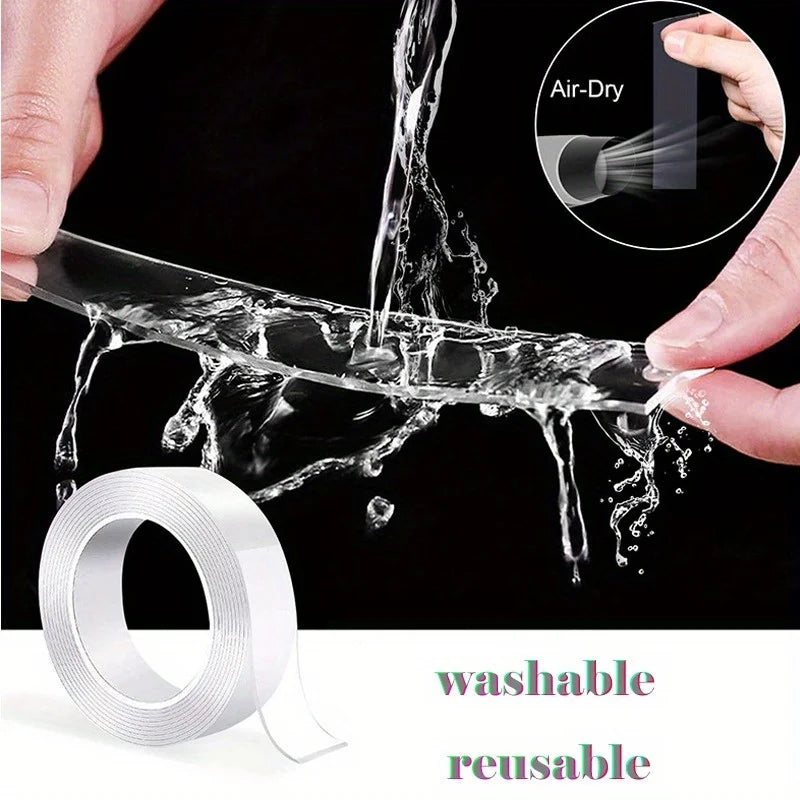 Reusable Double-Sided Waterproof Adhesive Tape – Heavy-Duty, Washable & Traceless Nano Tape for Kitchen, Bathroom & Home Use