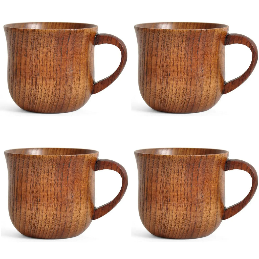 Natural Wooden Cups – 200ML Solid Wood Drinkware for Coffee, Tea, Milk & More | Eco-Friendly Rustic Mugs