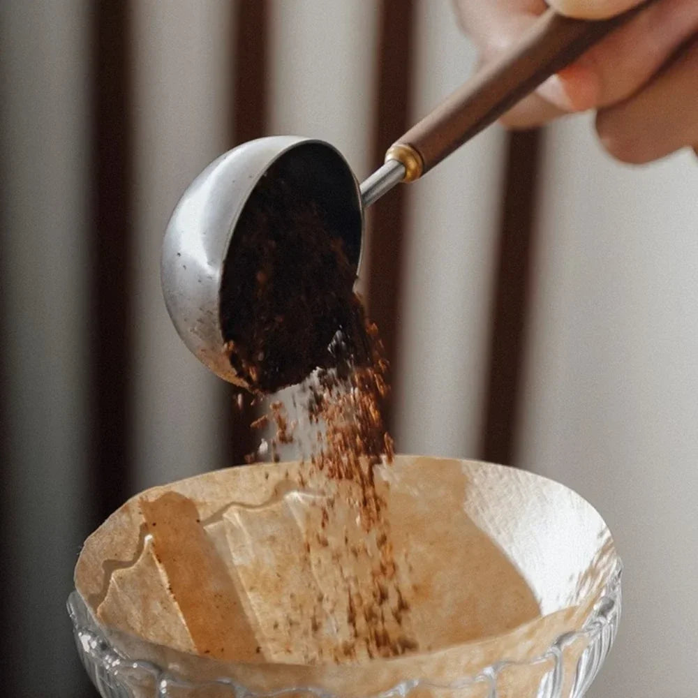 Stainless Steel Coffee Scoop with Walnut Wood Handle – Stylish & Precise Tablespoon for Coffee, Tea & Baking