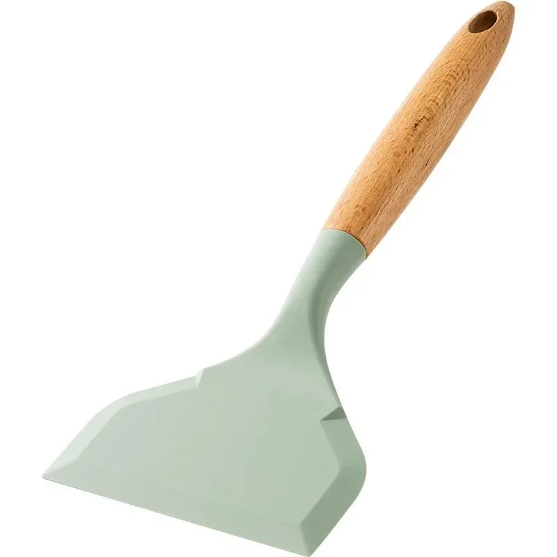 Non-Stick Silicone Spatula with Wooden Handle – Wide Kitchen Scraper for Eggs, Meat, Pizza & More | Heat-Resistant Cooking Utensil