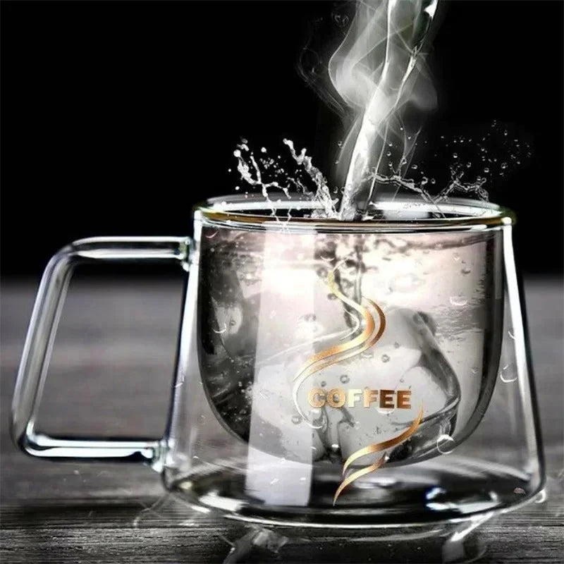 Double-Wall Heat-Resistant Glass Espresso Cup – Insulated Coffee Mug with Handle for Latte, Cappuccino, Tea & Gifting