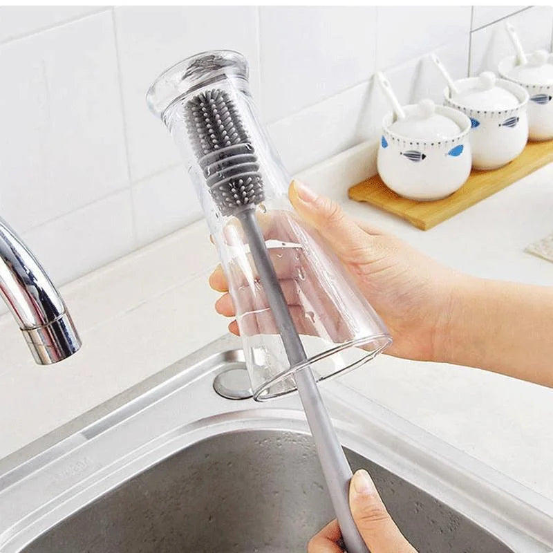 Long Handle Silicone Cup Cleaning Brush – Gentle, Durable & Effective for Bottles, Glasses & More