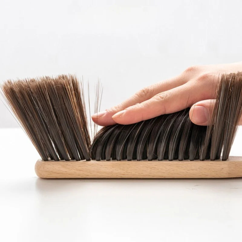Natural Wood Bristle Anti-Static Cleaning Brush – Desktop, Coffee Grinder, Lint & Pet Hair Remover | Eco-Friendly Hand Brush