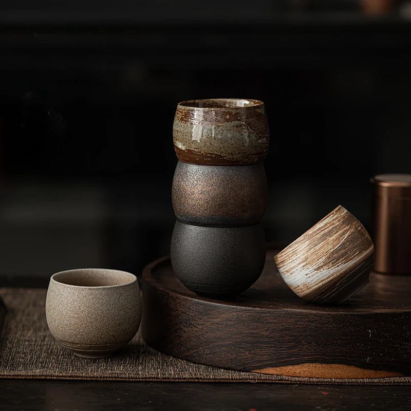 Japanese-Style Handmade Stoneware Tea Cup – Ancient Kung Fu Tea Ceremony Single Cup | Rustic Ceramic Teacup for Mindful Moments
