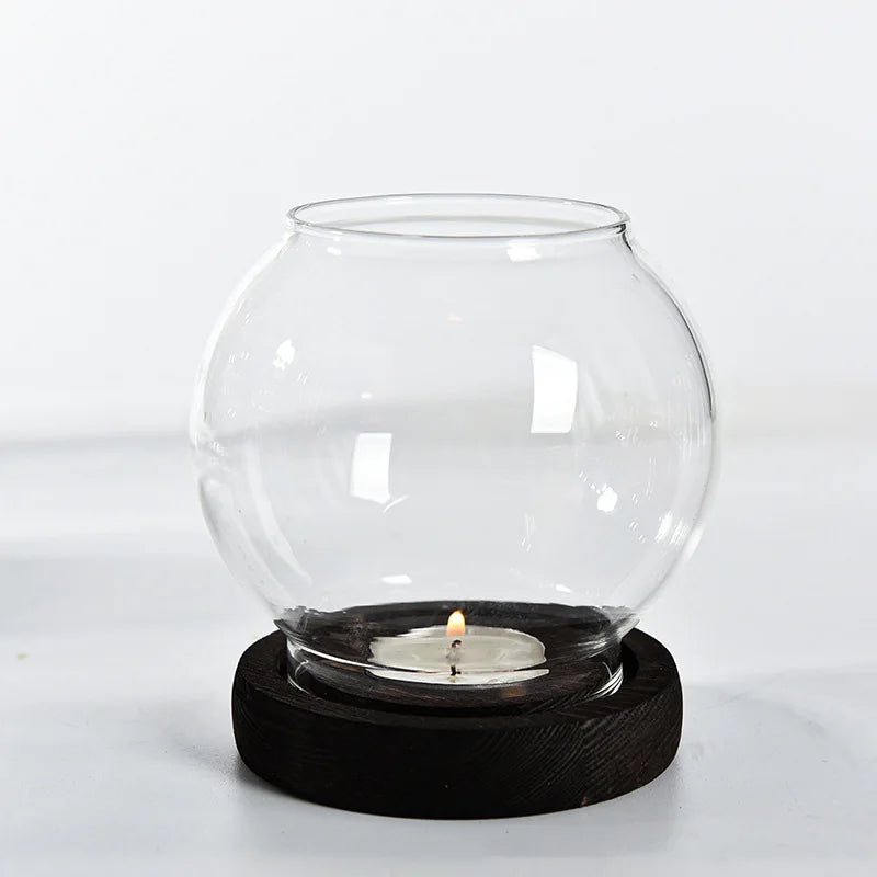 Romantic Glass Tealight Candle Holder – Vintage Oil Lamp Style for Wedding, Dinner, or Home Decor