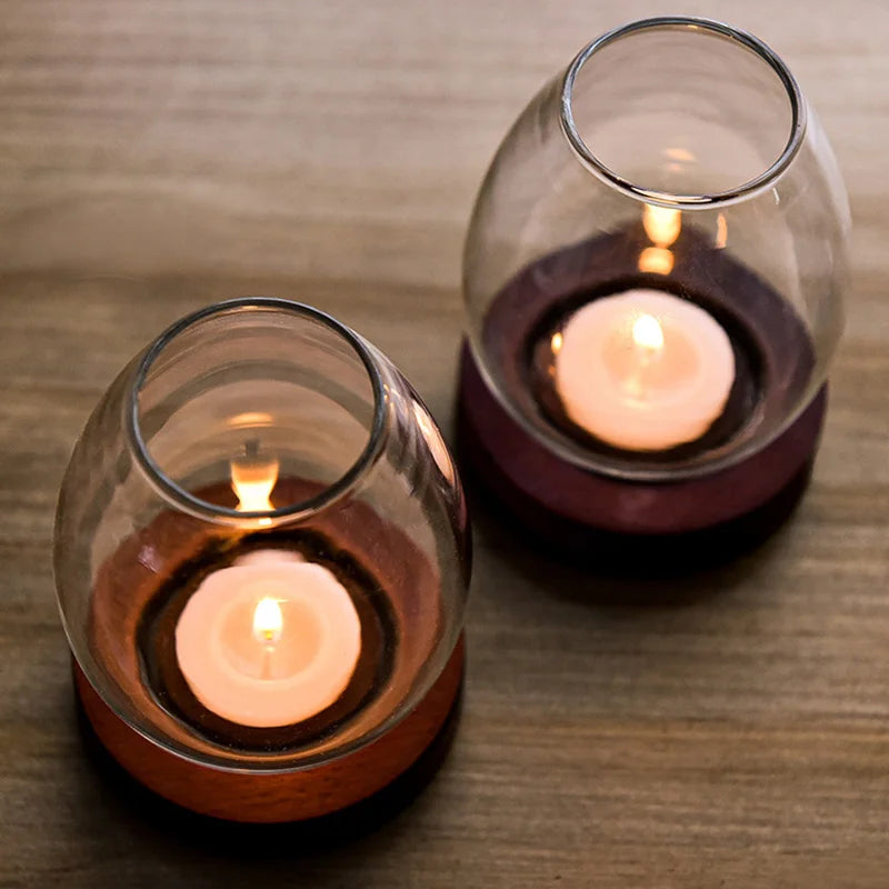 Romantic Glass Tealight Candle Holder – Vintage Oil Lamp Style for Wedding, Dinner, or Home Decor