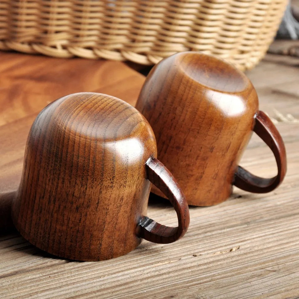 Natural Wooden Cups – 200ML Solid Wood Drinkware for Coffee, Tea, Milk & More | Eco-Friendly Rustic Mugs