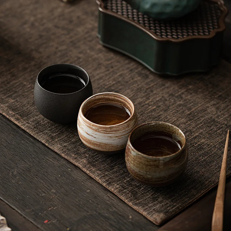 Japanese-Style Handmade Stoneware Tea Cup – Ancient Kung Fu Tea Ceremony Single Cup | Rustic Ceramic Teacup for Mindful Moments