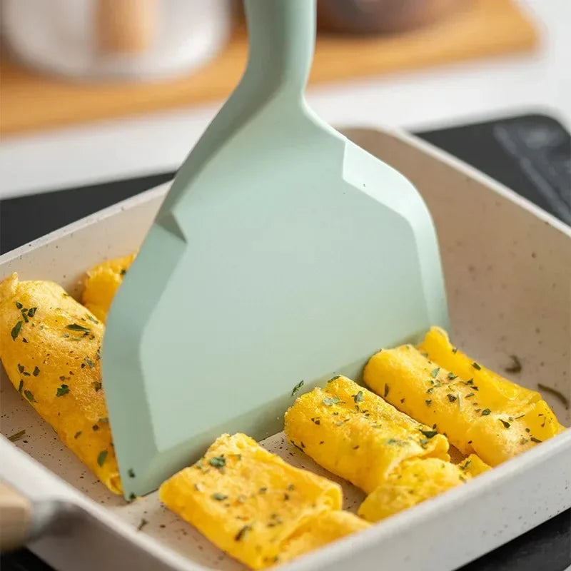 Non-Stick Silicone Spatula with Wooden Handle – Wide Kitchen Scraper for Eggs, Meat, Pizza & More | Heat-Resistant Cooking Utensil
