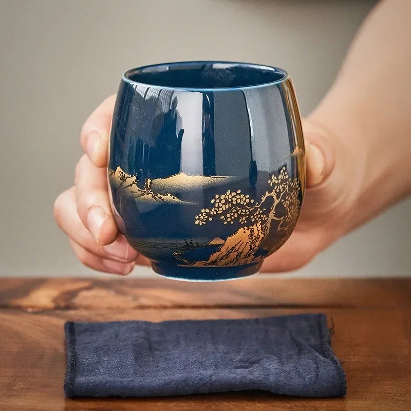 Japanese-Style Black Glaze Ceramic Master Tea Cup  180ml – Minimalist Large Tea Bowl for Perfect Brewing