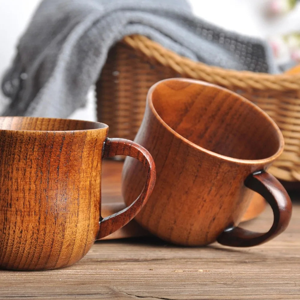 Natural Wooden Cups – 200ML Solid Wood Drinkware for Coffee, Tea, Milk & More | Eco-Friendly Rustic Mugs