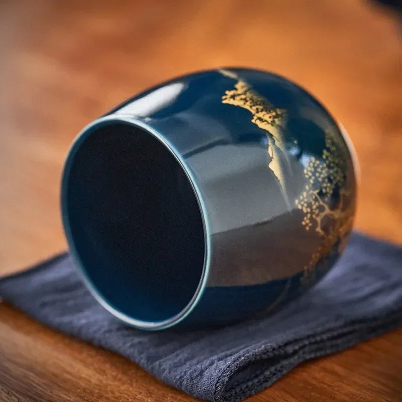 Japanese-Style Black Glaze Ceramic Master Tea Cup  180ml – Minimalist Large Tea Bowl for Perfect Brewing