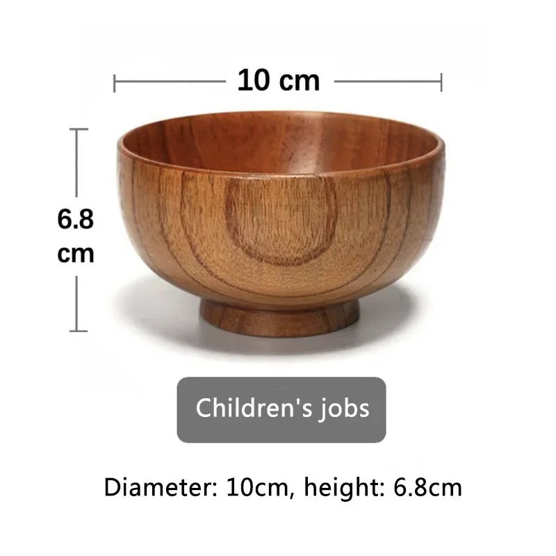 Natural Wooden Soup & Salad Bowl – Eco-Friendly, Child-Friendly Tableware for Kitchen & Dining | Rustic Food Container