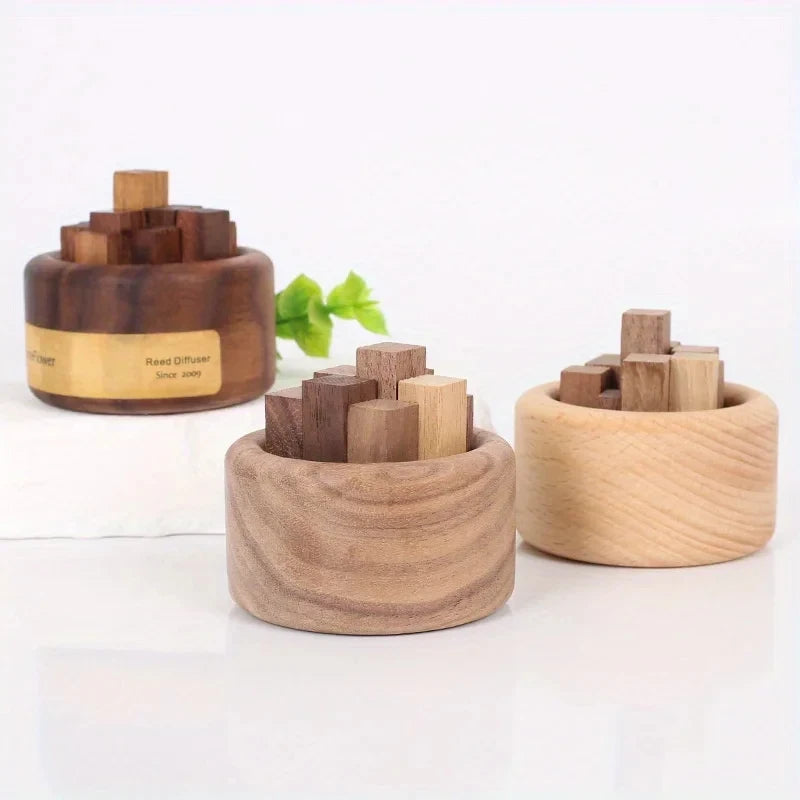 Natural Beech & Black Walnut Essential Oil Diffuser – Small Wooden Aromatherapy Fragrance Expander