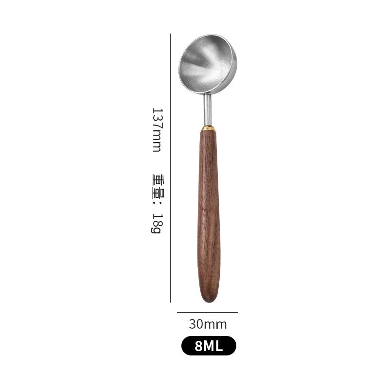 Stainless Steel Coffee Scoop with Walnut Wood Handle – Stylish & Precise Tablespoon for Coffee, Tea & Baking