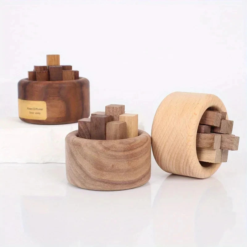 Natural Beech & Black Walnut Essential Oil Diffuser – Small Wooden Aromatherapy Fragrance Expander