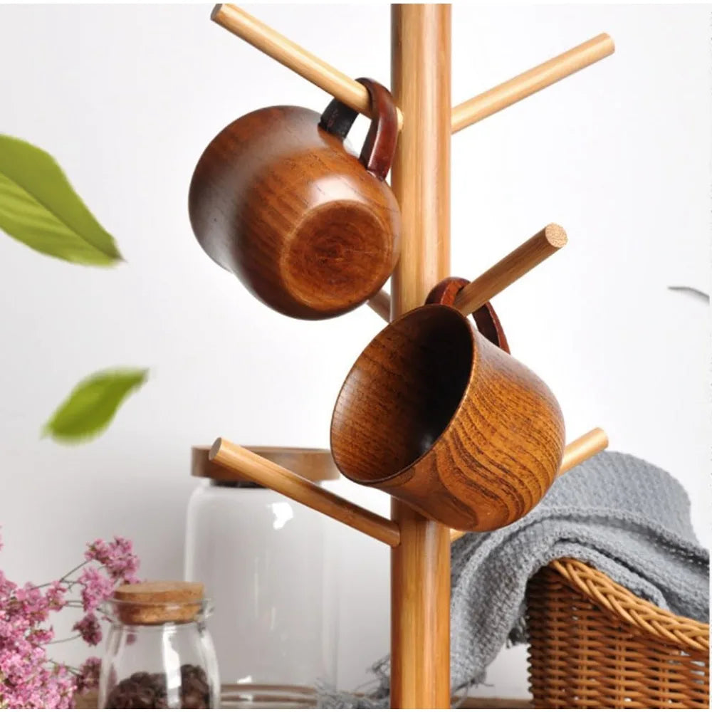 Natural Wooden Cups – 200ML Solid Wood Drinkware for Coffee, Tea, Milk & More | Eco-Friendly Rustic Mugs