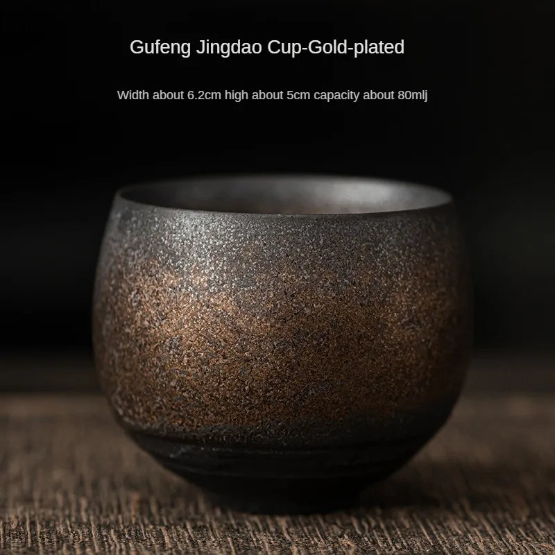 Japanese-Style Handmade Stoneware Tea Cup – Ancient Kung Fu Tea Ceremony Single Cup | Rustic Ceramic Teacup for Mindful Moments