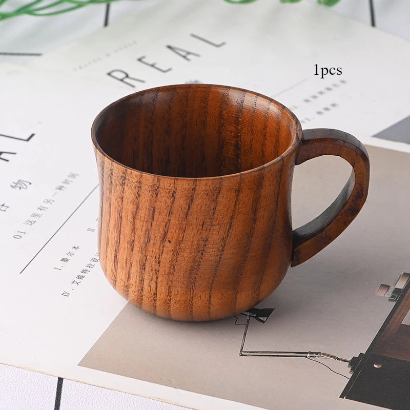 Natural Wooden Cups – 200ML Solid Wood Drinkware for Coffee, Tea, Milk & More | Eco-Friendly Rustic Mugs