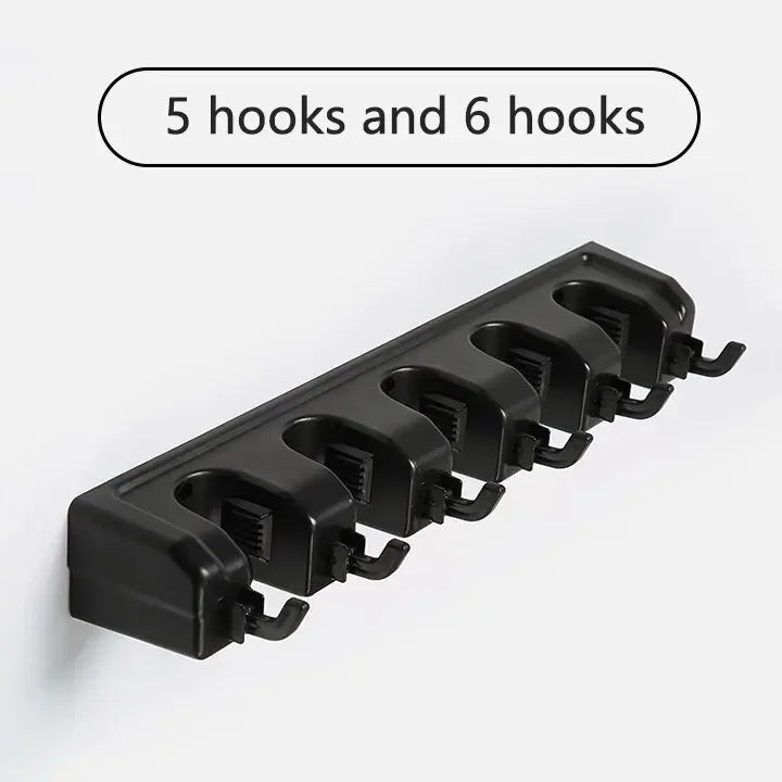 Wall-Mounted Mop & Broom Holder – Heavy-Duty 3/4/5 Position Organizer Rack for Kitchen, Garage & Home Storage