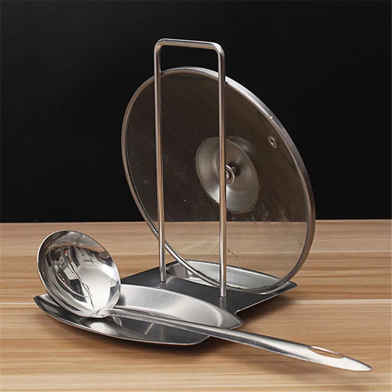 Stainless Steel Pot Lid and Spoon Holder – Multifunctional Kitchen Organizer