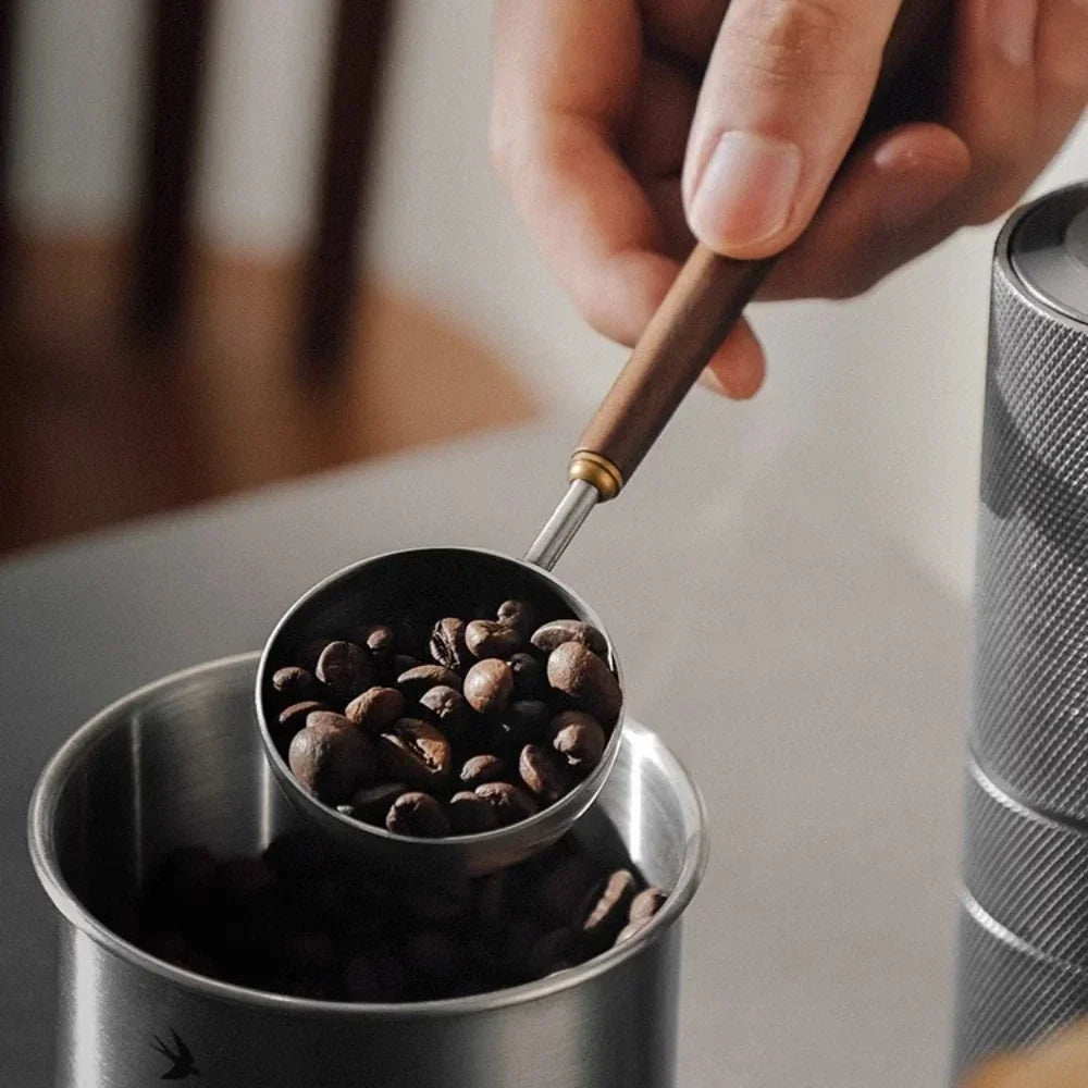 Stainless Steel Coffee Scoop with Walnut Wood Handle – Stylish & Precise Tablespoon for Coffee, Tea & Baking