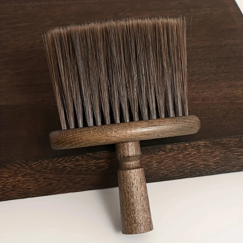Soft Neck & Beard Brush – Professional Barber Cleaning Brush with Wooden Handle | Gentle & Stylish Grooming Tool