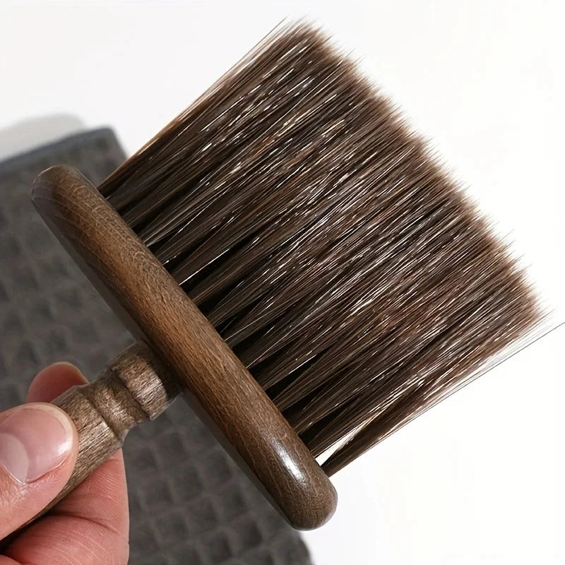 Soft Neck & Beard Brush – Professional Barber Cleaning Brush with Wooden Handle | Gentle & Stylish Grooming Tool
