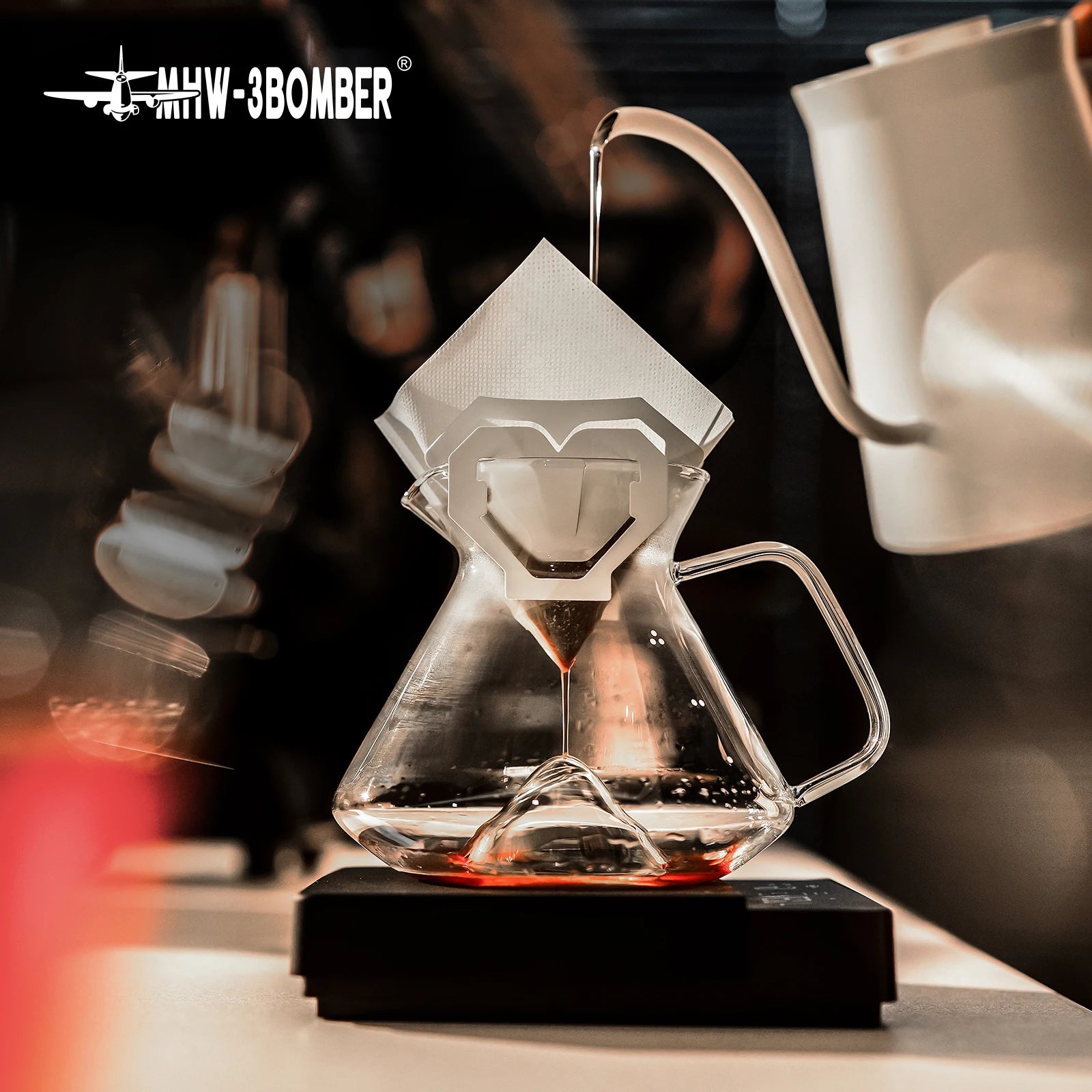MHW-3BOMBER Hill Pour Over Coffee Maker Set – Precision Glass Dripper for Rich, Balanced Brews (200–400ml)